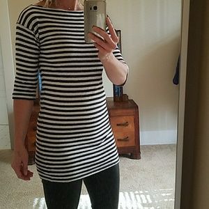 Black & White Stripe Fitted Long Top